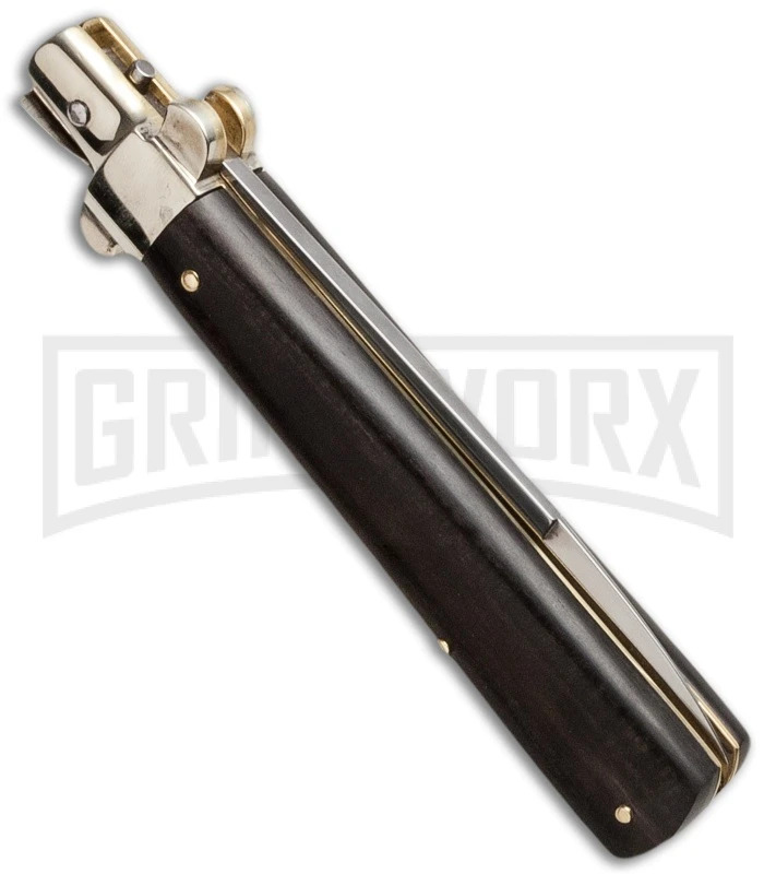 AGA Campolin 10" Italian Frosolone Picklock Ebony Automatic Knife - Bayonet 4 AGA Campolin 10" Italian Frosolone Picklock Ebony Automatic Knife - Bayonet - Image 2