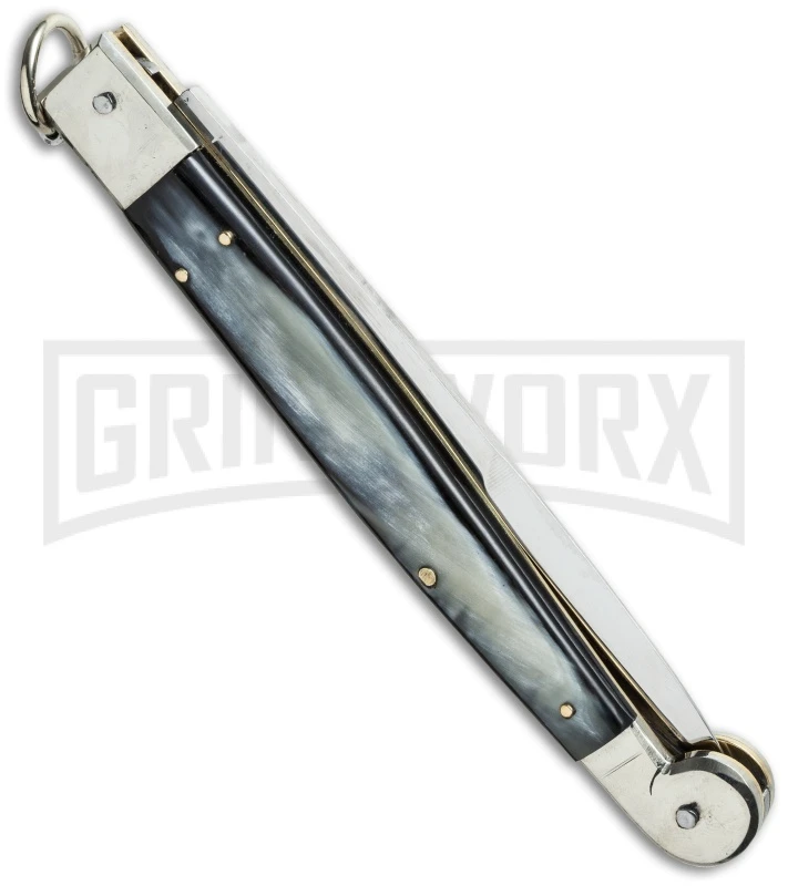 A.G.A. Campolin 12" Brazil Horn Sicilian Ring Pull Automatic Knife - Bayonet 4 A.G.A. Campolin 12" Brazil Horn Sicilian Ring Pull Automatic Knife - Bayonet - Image 2