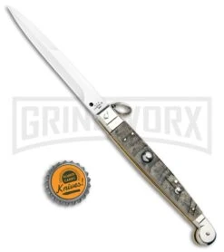 A.G.A. Campolin 9" Ram Horn Sicilian Ring Pull Automatic Knife - Bayonet 9 A.G.A. Campolin 9" Ram Horn Sicilian Ring Pull Automatic Knife - Bayonet -Grindworx AGA Camplin 9in Sicilian Ring Pull Auto Ram Horn Satin Bayo BHQ 100997 jr bottlecap large 1