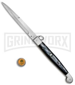 A.G.A. Campolin 16" Sim Horn Sicilian Ring Pull Automatic Knife - Satin Plain 9 A.G.A. Campolin 16" Sim Horn Sicilian Ring Pull Automatic Knife - Satin Plain -Grindworx AGA Campolin 16in Sicilan Ring Pull Sim Horn BHQ 71213 jr bottlecap large