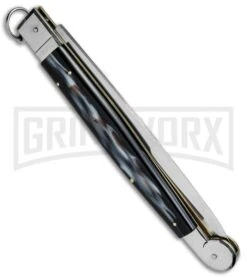 A.G.A. Campolin 16" Sim Horn Sicilian Ring Pull Automatic Knife - Satin Plain 8 A.G.A. Campolin 16" Sim Horn Sicilian Ring Pull Automatic Knife - Satin Plain -Grindworx AGA Campolin 16in Sicilan Ring Pull Sim Horn BHQ 71213 jr side large