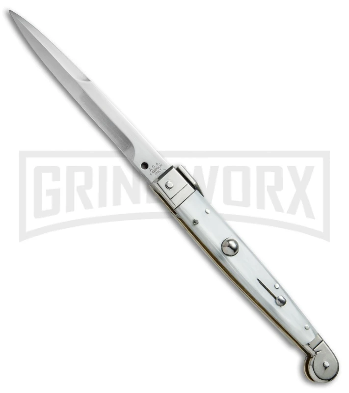 A.G.A. Campolin 9" Sicilian White Pearlex Picklock Automatic Knife - Bayonet 3 A.G.A. Campolin 9" Sicilian White Pearlex Picklock Automatic Knife - Bayonet