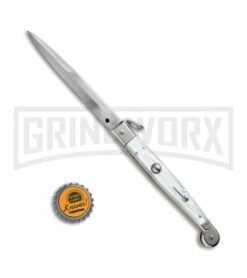 A.G.A. Campolin 9" Sicilian Ring Pull White Pearlex Automatic Knife - Bayonet 11 A.G.A. Campolin 9" Sicilian Ring Pull White Pearlex Automatic Knife - Bayonet -Grindworx AGA Campolin 9in Sicilian White Pearlex Ring Pull Bayo BP 19445 jr bottlecap large