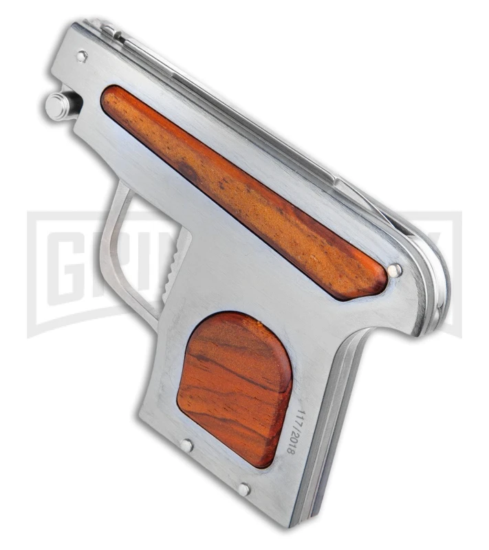 AGA Campolin Cocobolo Automatic Gun Knife - Satin Plain 4 AGA Campolin Cocobolo Automatic Gun Knife - Satin Plain - Image 2