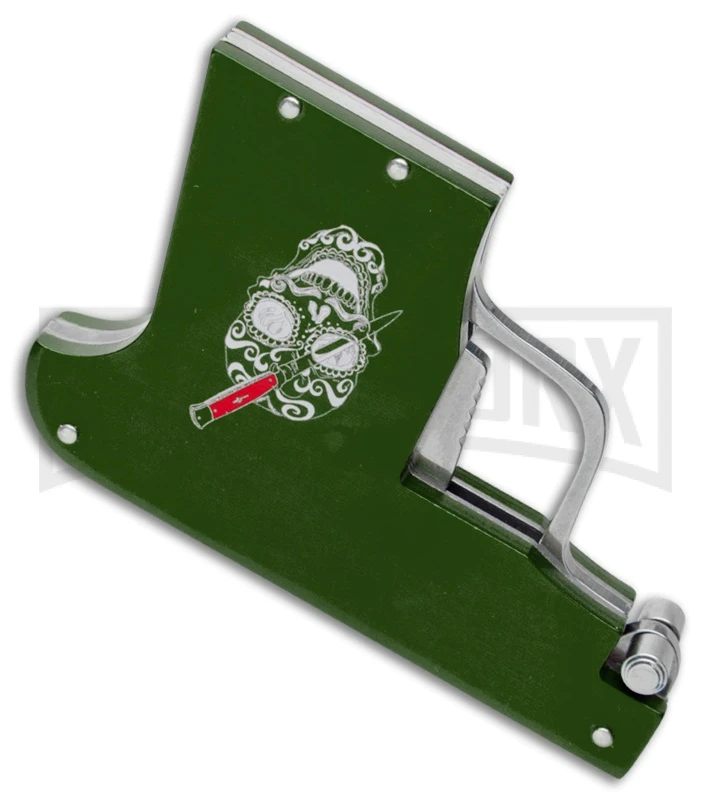 AGA Campolin Green Automatic Gun Knife - Satin Plain 4 AGA Campolin Green Automatic Gun Knife - Satin Plain - Image 2