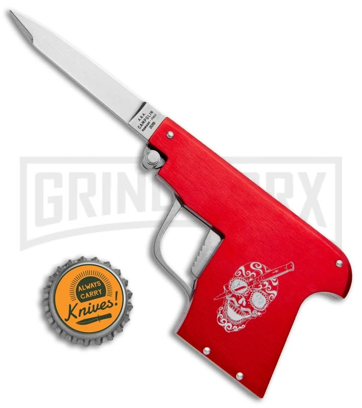 AGA Campolin Red Automatic Gun Knife - Satin Plain 6 AGA Campolin Red Automatic Gun Knife - Satin Plain - Image 4
