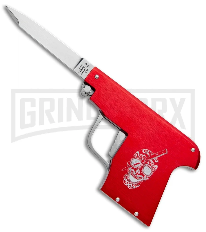 AGA Campolin Red Automatic Gun Knife - Satin Plain 3 AGA Campolin Red Automatic Gun Knife - Satin Plain