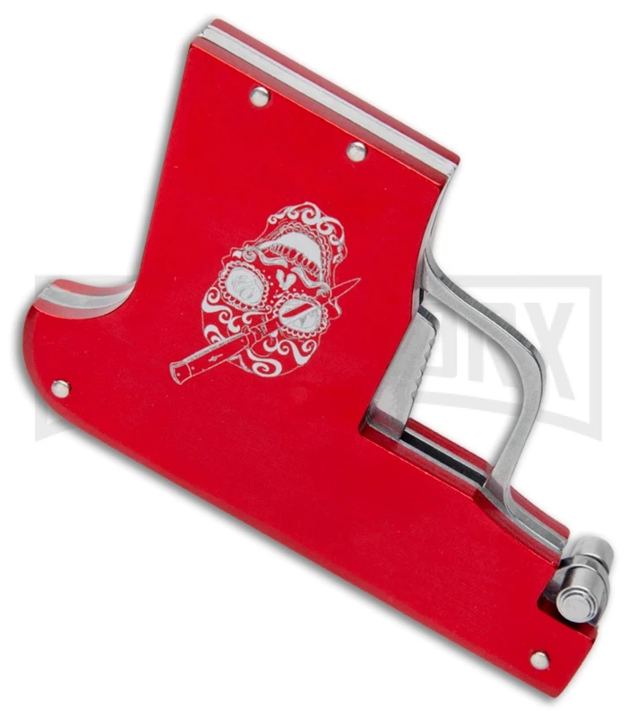 AGA Campolin Red Automatic Gun Knife - Satin Plain 4 AGA Campolin Red Automatic Gun Knife - Satin Plain - Image 2