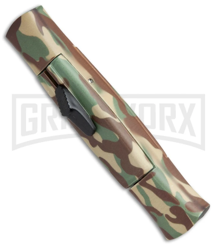 AKC 077 Concord Green Camo OTF Automatic Knife - Flat Gold Plain 4 AKC 077 Concord Green Camo OTF Automatic Knife - Flat Gold Plain - Image 2
