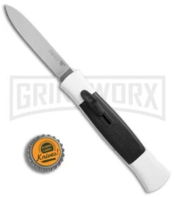 AKC 077 Concord White/Black OTF Automatic Knife - Flat Satin Plain 9 AKC 077 Concord White/Black OTF Automatic Knife - Flat Satin Plain -Grindworx AKC 077 concord white black satin flat BHQ 52355 er bottlecap large