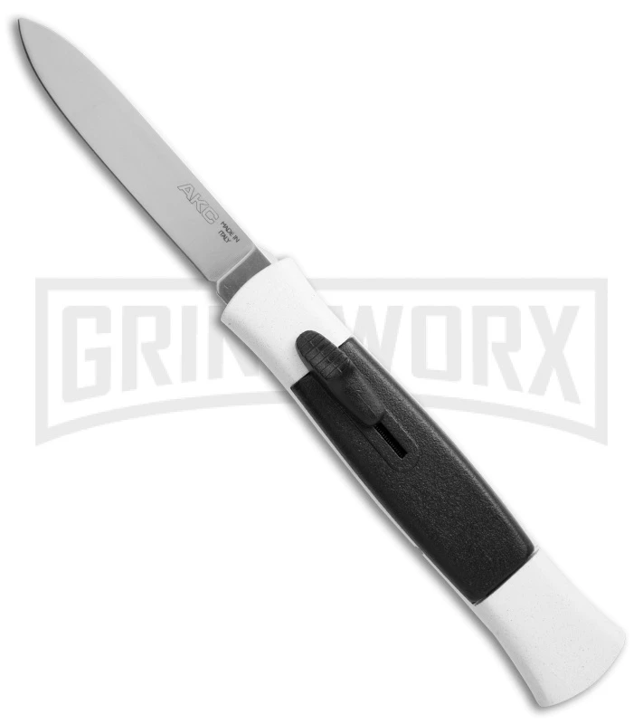 AKC 077 Concord White/Black OTF Automatic Knife - Flat Satin Plain 3 AKC 077 Concord White/Black OTF Automatic Knife - Flat Satin Plain