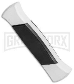 AKC 777 Blackfinger Tactical White/Blk OTF Automatic Knife - Dagger Black Plain 8 AKC 777 Blackfinger Tactical White/Blk OTF Automatic Knife - Dagger Black Plain -Grindworx AKC 777 Blackfinger Dagger OTF White Black BHQ 82047 jr side large