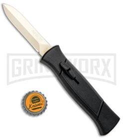 AKC 777 Blackfinger Black OTF Automatic Knife - Dagger Gold Plain 9 AKC 777 Blackfinger Black OTF Automatic Knife - Dagger Gold Plain -Grindworx AKC 777 Blackfinger OTF Auto Black Gold Dagger BHQ 92040 jr bottlecap large