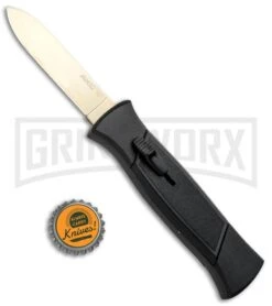 AKC 777 Blackfinger Black OTF Automatic Knife - Flat Gold Plain 9 AKC 777 Blackfinger Black OTF Automatic Knife - Flat Gold Plain -Grindworx AKC 777 Blackfinger OTF Auto Black Gold Flat BHQ 92039 jr bottlecap large