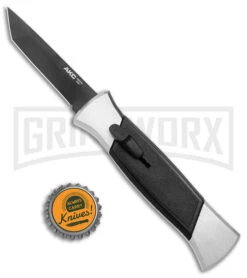AKC 777 Blackfinger Brushed Aluminum OTF Automatic Knife - Black Tanto 9 AKC 777 Blackfinger Brushed Aluminum OTF Automatic Knife - Black Tanto -Grindworx AKC 777 Blackfinger OTF Auto Brushed Aluminum Black Black Tanto BHQ 153398 jr bottlecap large