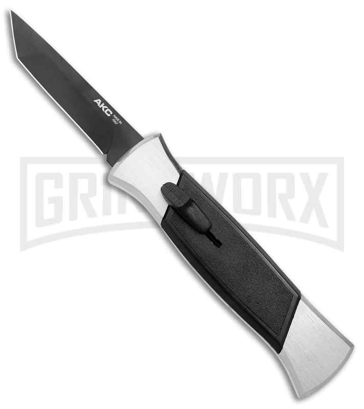 AKC 777 Blackfinger Brushed Aluminum OTF Automatic Knife - Black Tanto 3 AKC 777 Blackfinger Brushed Aluminum OTF Automatic Knife - Black Tanto
