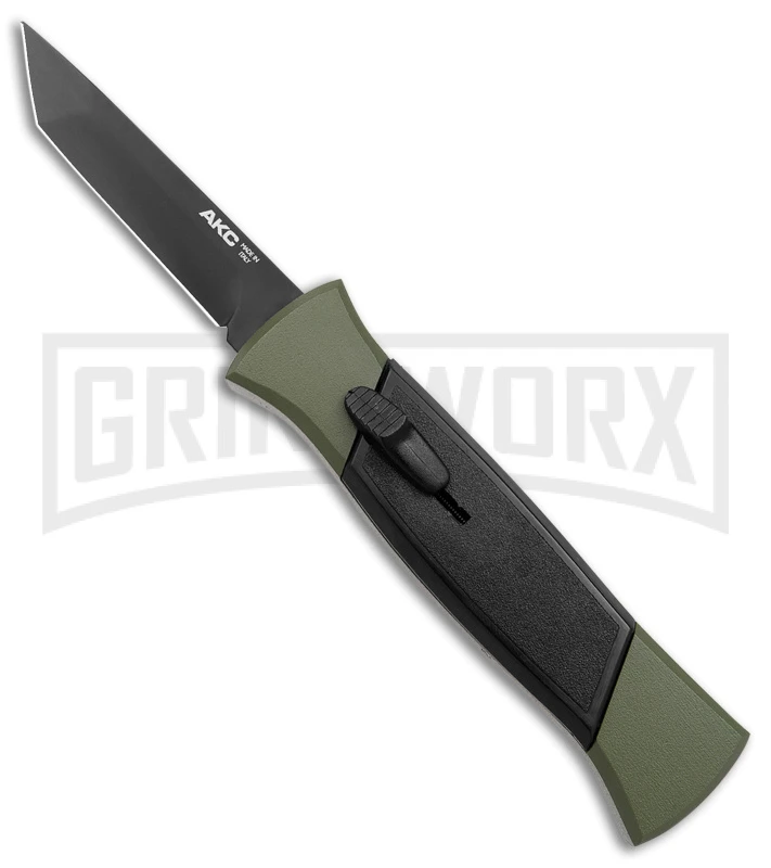 AKC 777 Blackfinger Green/Black OTF Automatic Knife - Black Tanto 3 AKC 777 Blackfinger Green/Black OTF Automatic Knife - Black Tanto