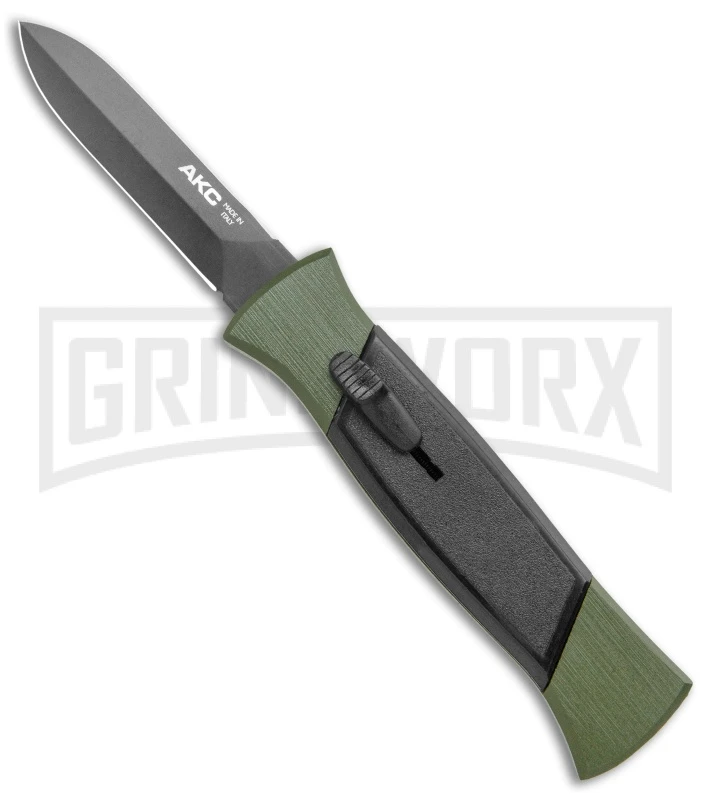 AKC 777 Green Blackfinger Brushed Aluminum OTF Automatic Knife - Black Dagger 3 AKC 777 Green Blackfinger Brushed Aluminum OTF Automatic Knife - Black Dagger