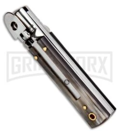 AKC 6" Mini Classic Lever Lock Brazilian Horn Automatic Knife - Satin Plain 8 AKC 6" Mini Classic Lever Lock Brazilian Horn Automatic Knife - Satin Plain -Grindworx AKC Classic Leverlock Brazilian Horn BHQ 50889 ns spine large