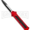 AKC F-16 Red D/A OTF Automatic Knife - Bayo Two Tone Plain -Grindworx AKC F 16 DA Bayo OTF Auto Red BHQ 112389 jr large