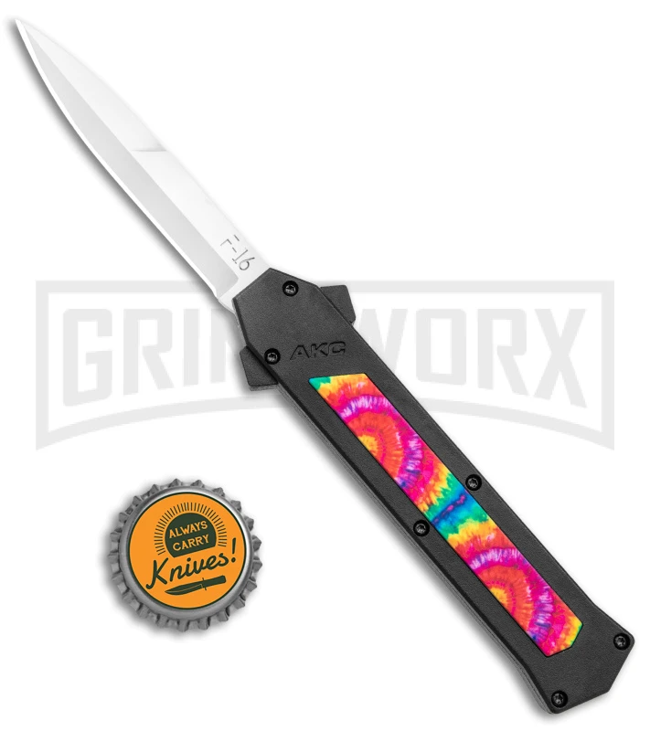 AKC F-16 Tie Dye D/A OTF Automatic Knife - Bayo Satin Plain 6 AKC F-16 Tie Dye D/A OTF Automatic Knife - Bayo Satin Plain - Image 4