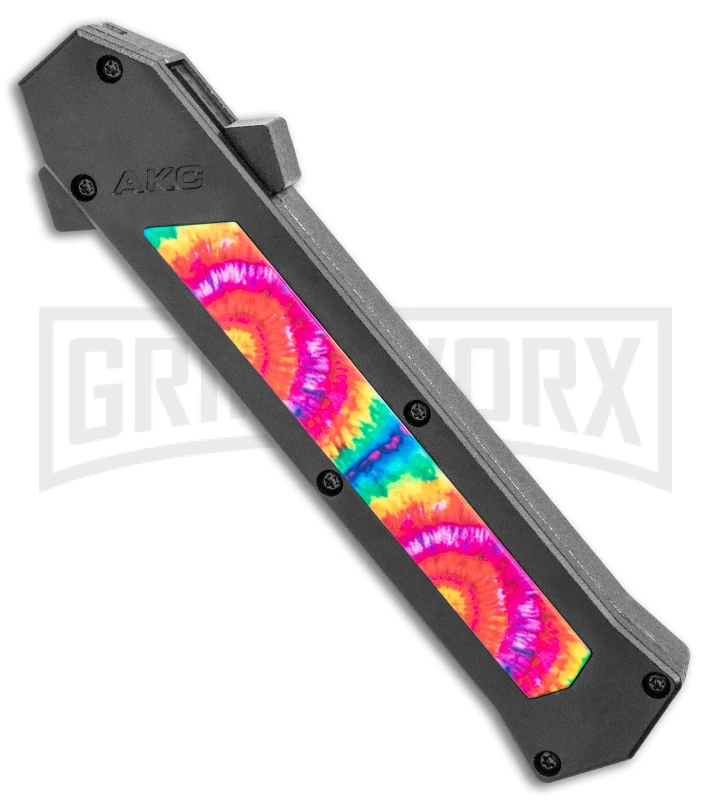 AKC F-16 Tie Dye D/A OTF Automatic Knife - Bayo Satin Plain 4 AKC F-16 Tie Dye D/A OTF Automatic Knife - Bayo Satin Plain - Image 2