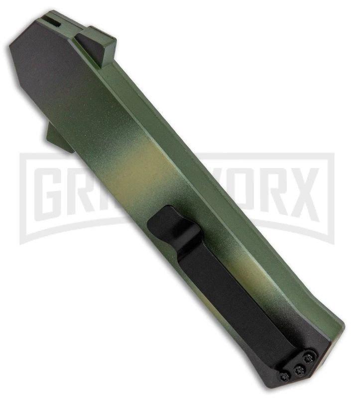 AKC F-16 Green Camo D/A OTF Automatic Knife - Dagger Satin Plain 5 AKC F-16 Green Camo D/A OTF Automatic Knife - Dagger Satin Plain - Image 3