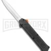 AKC F-16 Black D/A OTF Automatic Knife + Orange Button - Dagger Satin Plain -Grindworx AKC F 16 DA Dagger OTF Auto Black Orange Button Satin BHQ 98892 jr large