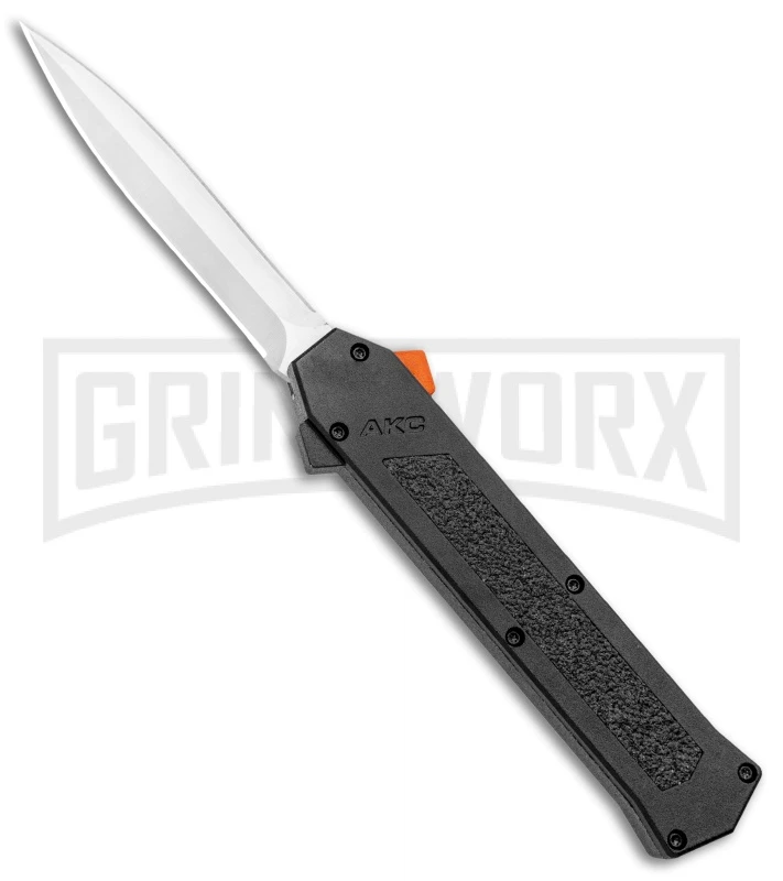 AKC F-16 Black D/A OTF Automatic Knife + Orange Button - Dagger Satin Plain 3 AKC F-16 Black D/A OTF Automatic Knife + Orange Button - Dagger Satin Plain