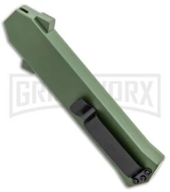 AKC F-16 OD Green D/A OTF Automatic Knife - Dagger Satin Plain 8 AKC F-16 OD Green D/A OTF Automatic Knife - Dagger Satin Plain -Grindworx AKC F 16 DA Dagger OTF Auto OD Green Satin BHQ 95347 jr side large