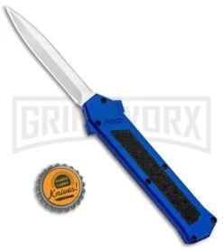 AKC F-16 Blue D/A OTF Automatic Knife - Dagger Satin Plain 9 AKC F-16 Blue D/A OTF Automatic Knife - Dagger Satin Plain -Grindworx AKC F 16 DA Dagger OTF Blue Satin BHQ 93753 jr bottlecap large