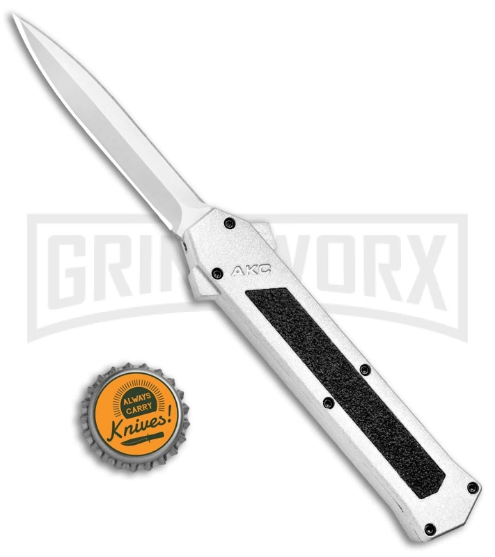 AKC F-16 White D/A OTF Automatic Knife - Dagger Satin Plain 6 AKC F-16 White D/A OTF Automatic Knife - Dagger Satin Plain - Image 4