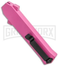 AKC F-16 Pink D/A OTF Automatic Knife - Dagger Satin Plain 8 AKC F-16 Pink D/A OTF Automatic Knife - Dagger Satin Plain -Grindworx AKC F 16 Pink DA OTF Auto Dagger Satin GX 37627 jr side large