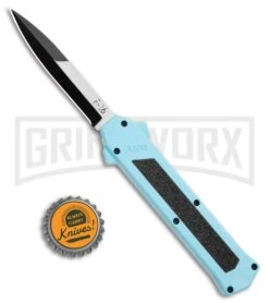 AKC F-16 Teal D/A OTF Automatic Knife - Bayonet Two Tone Plain 9 AKC F-16 Teal D/A OTF Automatic Knife - Bayonet Two Tone Plain -Grindworx AKC F 16 Teal DA OTF Auto Bayo TT Plain GX 35011 jr bottlecap large