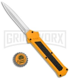 AKC F-16 Yellow D/A OTF Automatic Knife - Dagger Satin Plain 9 AKC F-16 Yellow D/A OTF Automatic Knife - Dagger Satin Plain -Grindworx AKC F 16 Yellow DA OTF Auto Dagger Satin GX 37626 jr bottlecap large