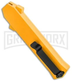 AKC F-16 Yellow D/A OTF Automatic Knife - Dagger Satin Plain 8 AKC F-16 Yellow D/A OTF Automatic Knife - Dagger Satin Plain -Grindworx AKC F 16 Yellow DA OTF Auto Dagger Satin GX 37626 jr side large