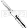 AKC F-20 White D/A OTF Automatic Knife - Spear Point Satin Plain -Grindworx AKC F 20 D A Spear Point OTF AK White Aluminium 3in Satin BHQ 158200 td large
