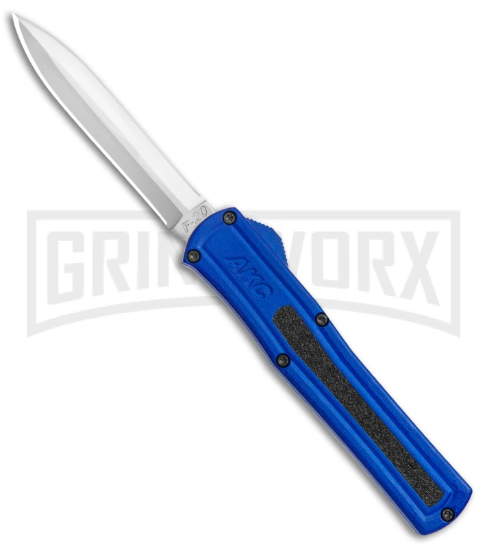 AKC F-20 Blue D/A OTF Automatic Dagger Knife - Satin Plain 3 AKC F-20 Blue D/A OTF Automatic Dagger Knife - Satin Plain