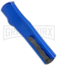 AKC F-20 Blue D/A OTF Automatic Dagger Knife - Satin Plain 8 AKC F-20 Blue D/A OTF Automatic Dagger Knife - Satin Plain -Grindworx AKC F 20 DA Dagger OTF Auto Blue Satin BHQ 141098 jr side 2 large