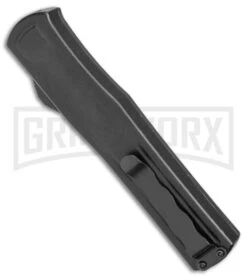 AKC F-20 Black W/ Tie Dye Inlay D/A OTF Automatic Knife - Satin Plain -Grindworx AKC F 20 DA SP OTF Auto Black Tie Dye Inlay Satin BHQ 152893 jr side large