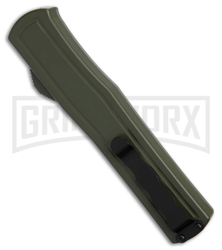 AKC F-20 D/A OTF OD Green Aluminum Automatic Knife - Satin Plain 5 AKC F-20 D/A OTF OD Green Aluminum Automatic Knife - Satin Plain - Image 3