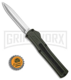 AKC F-20 D/A OTF OD Green Aluminum Automatic Knife - Satin Plain 9 AKC F-20 D/A OTF OD Green Aluminum Automatic Knife - Satin Plain -Grindworx AKC F20 DA OTF AK Dagger OD Green Alum 3in Satin BHQ 178613 td size large