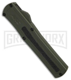 AKC F-20 D/A OTF OD Green Aluminum Automatic Knife - Satin Plain 7 AKC F-20 D/A OTF OD Green Aluminum Automatic Knife - Satin Plain -Grindworx AKC F20 DA OTF AK Dagger OD Green Alum 3in Satin BHQ 178613 td spine large