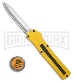 AKC F-20 D/A Dagger Yellow Aluminum OTF Automatic Knife - Satin Plain 9 AKC F-20 D/A Dagger Yellow Aluminum OTF Automatic Knife - Satin Plain -Grindworx AKC F20 DA OTF AK Dagger yellow Alum 3in Satin BHQ 178761 td size large