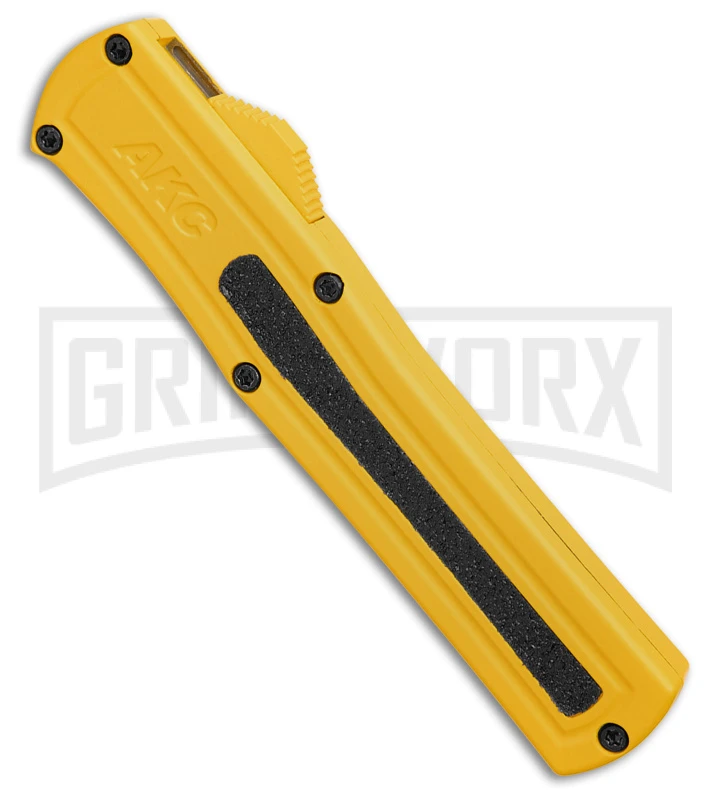 AKC F-20 D/A Dagger Yellow Aluminum OTF Automatic Knife - Satin Plain 4 AKC F-20 D/A Dagger Yellow Aluminum OTF Automatic Knife - Satin Plain - Image 2