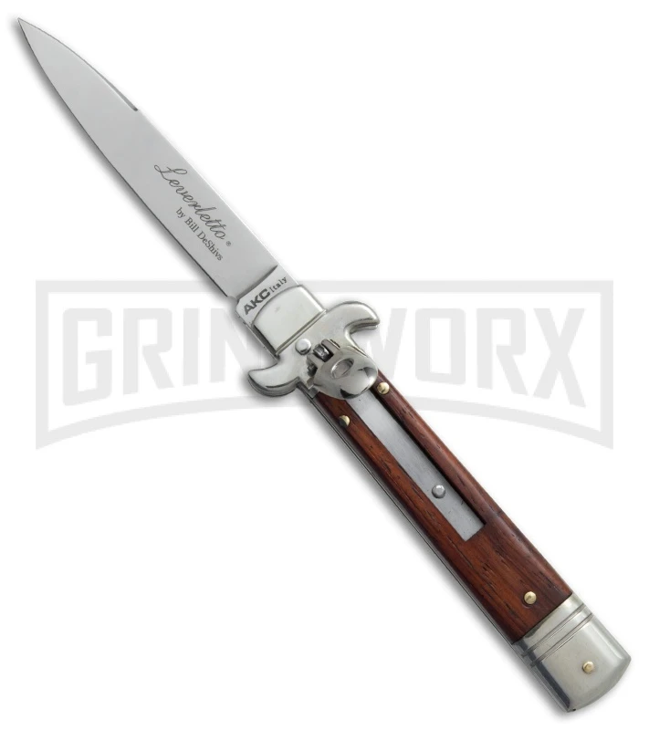 AKC 7.75" Bill DeShivs Leverletto Cocobolo Automatic Knife - Flat Grind 3 AKC 7.75" Bill DeShivs Leverletto Cocobolo Automatic Knife - Flat Grind