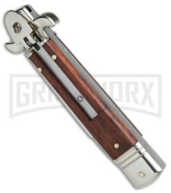 AKC 7.75" Bill DeShivs Leverletto Cocobolo Automatic Knife - Flat Grind 8 AKC 7.75" Bill DeShivs Leverletto Cocobolo Automatic Knife - Flat Grind -Grindworx AKC Leverletto 7 75in cocobolo satin flat BHQ 75617 er spine large