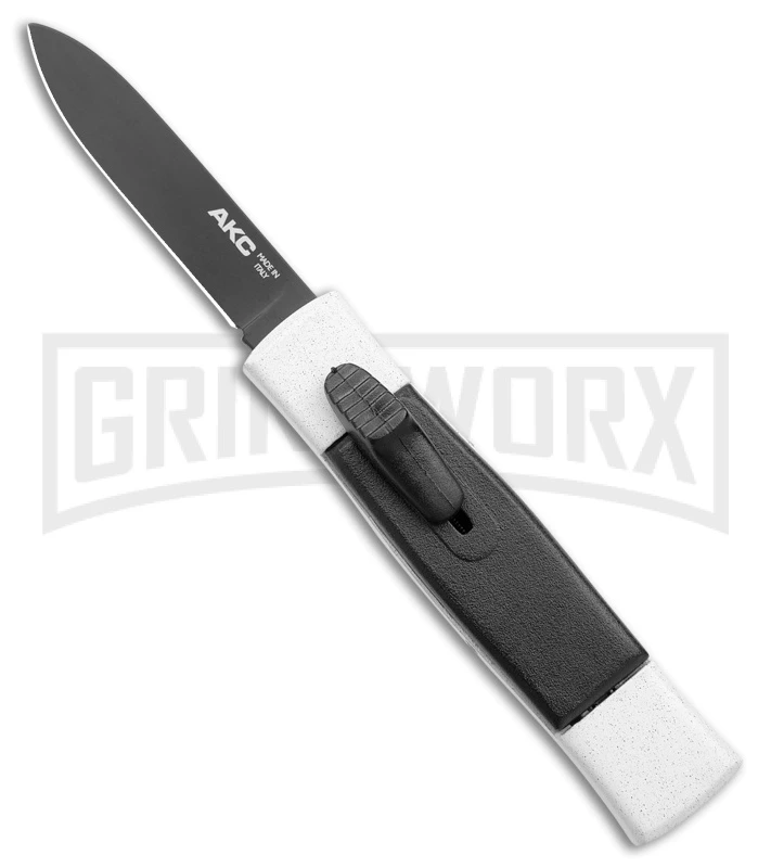 AKC Minion Concord White/Black OTF Automatic Knife - Flat Grind Black Plain 3 AKC Minion Concord White/Black OTF Automatic Knife - Flat Grind Black Plain