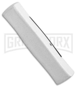 AKC Minion Concord White/Black OTF Automatic Knife - Flat Grind Black Plain 8 AKC Minion Concord White/Black OTF Automatic Knife - Flat Grind Black Plain -Grindworx AKC Minion Concord White Black OTF Auto Flat Grind Black Plain GX 14514 jr side large