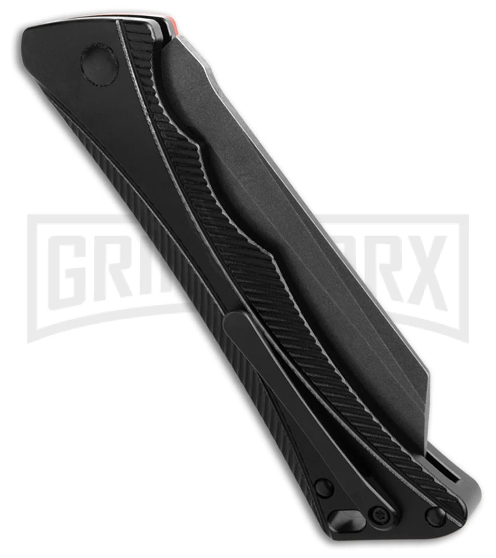 AKC Smarty Black W/Orange Bolster Automatic Knife Reverse Tanto - Black SW Plain 5 AKC Smarty Black W/Orange Bolster Automatic Knife Reverse Tanto - Black SW Plain - Image 3